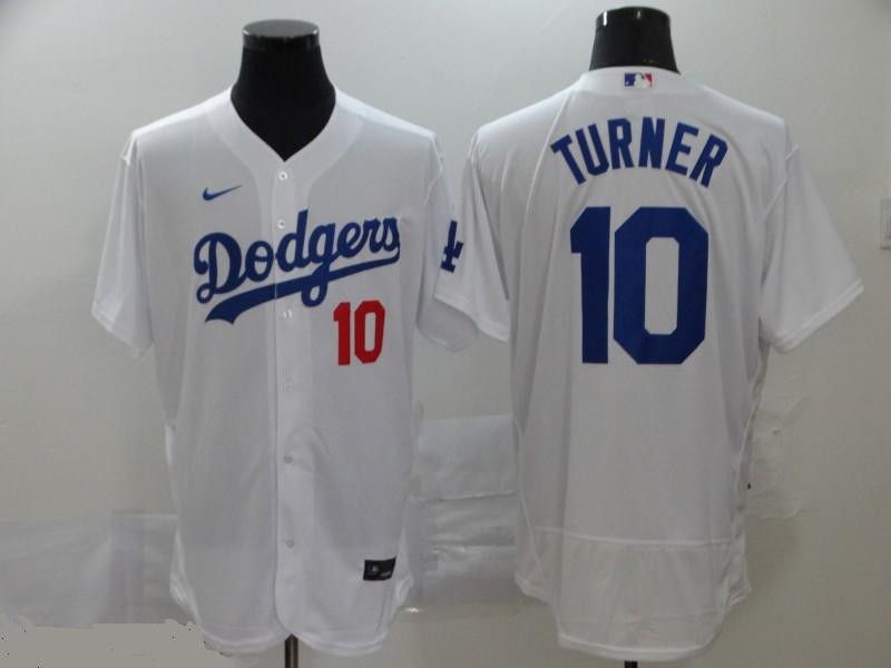 Men Los Angeles Dodgers 10 Turner White Elite Nike Elite MLB Jerseys